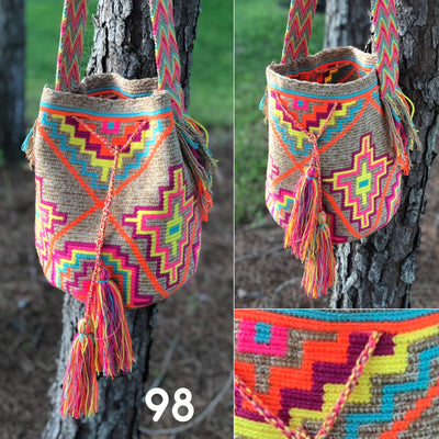 Colorful Crochet Bohemian Bag - Crossbody BEACH Bag- Summer Bags-Wayuu