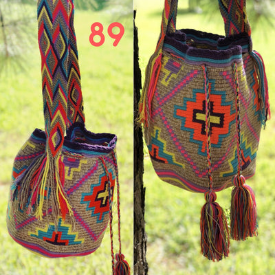 Orange Crochet Bohemian Bag - Crossbody BEACH Bag- Summer Bags-Wayuu
