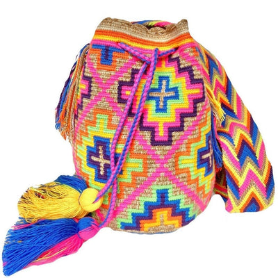 Boho Beach Bag | Pink-Orange-Blue Summer Crossbody Bag | Colorful 4u Crochet Bag
