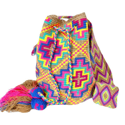 Boho Beach Bag | Yellow-Pink-Blue Summer Crossbody Bag | Colorful 4u Crochet Bag