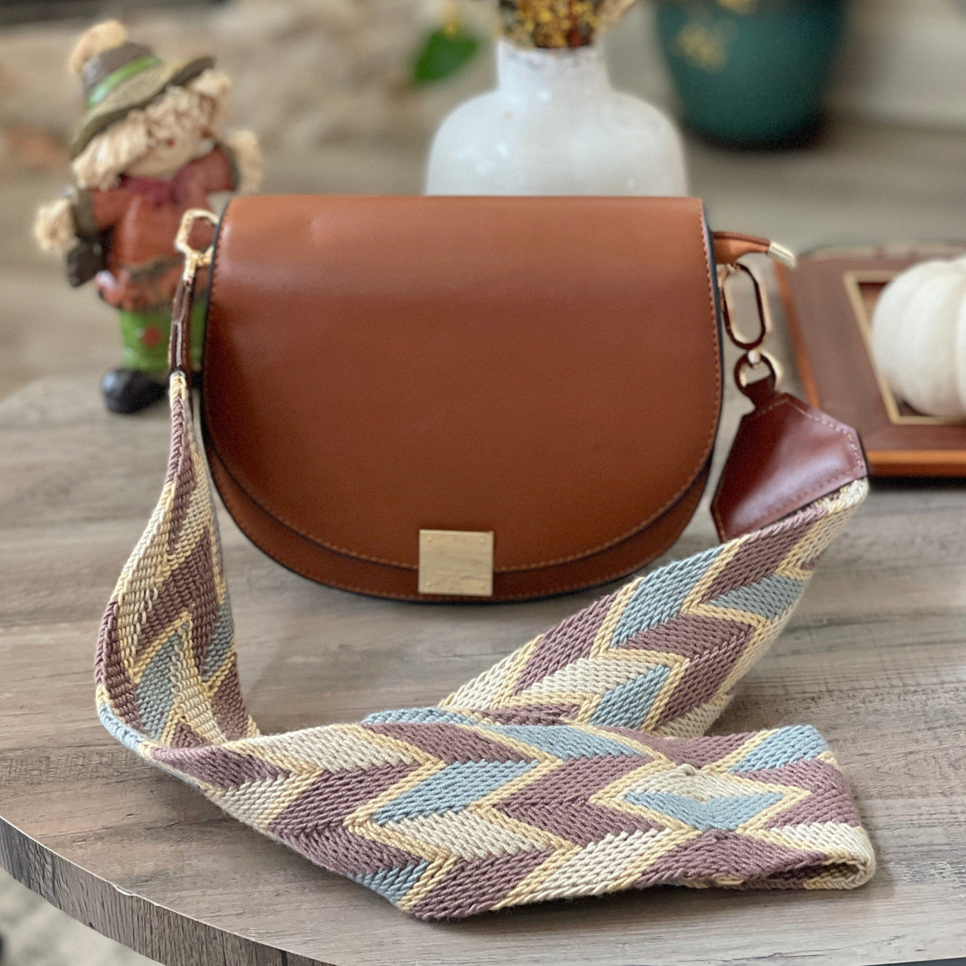 Taupe Woven Bag Strap | Camera Strap Replacement | Brown Leather crossbody bag strap