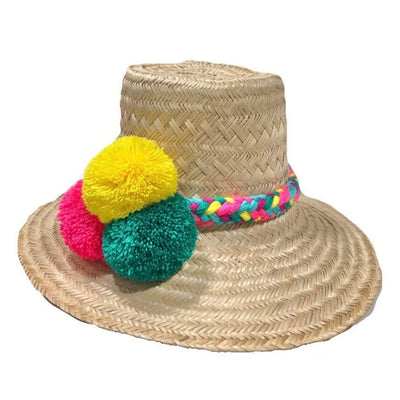 Yellow-Pink Natural Straw Hat | Authentic Wayuu Hat | Summer Hat | Boho Sun Hat