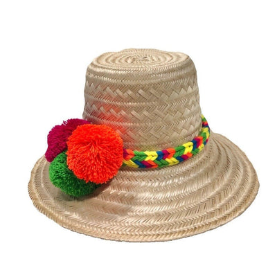 Neon Natural Straw Hat | Authentic Wayuu Hat | Summer Hat | Boho Sun Hat