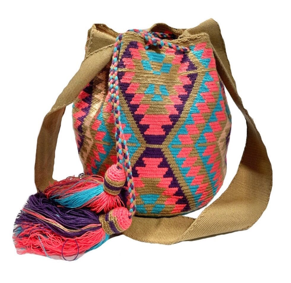 Camel Colorful 4U Crochet Bag | WAYUU Crossbody Bag | Boho bag for spring
