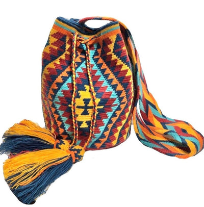 Yellow Navajo Crochet Bag | WAYUU Crossbody Bag | Boho purse for fall