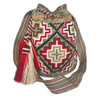 Brown Red Handbags for Fall/Winter | Crossbody Crochet Bag | Boho Bag |Wayuu Colorful 4U