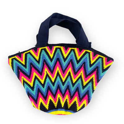 Neon Colors Beach Tote Bags - Summer Crochet Totes BEACH BAG - CROCHET TOTE BAG 21 Neon Multicolor | Chevron 