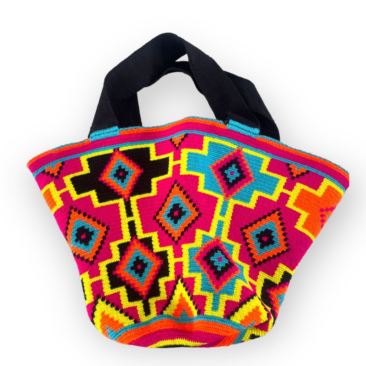 Neon Colors Beach Tote Bags - Summer Crochet Totes BEACH BAG - CROCHET TOTE BAG 22 Neon Fuchsia Black 
