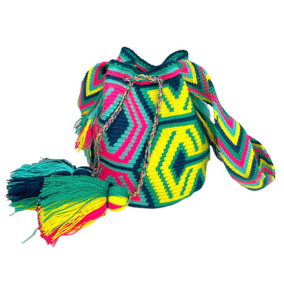 Fish Design | Neon Boho Beach Bag for summer | Medium Colorful Crossbody Purse | Colorful4U