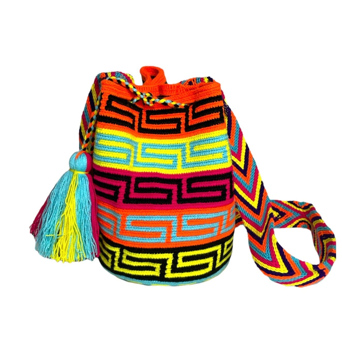 Black Neon Boho Beach Bag for summer | Medium Summer Crossbody Bags | Colorful 4U