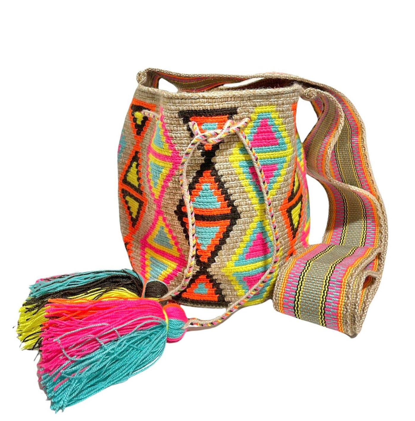 Natural Neon Beach Bag for summer | Medium Summer Crossbody Bags | Colorful 4U