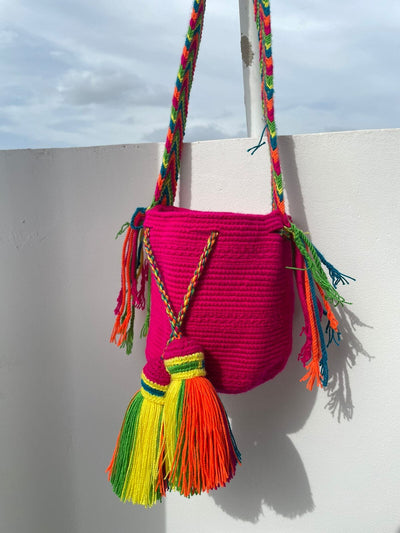 Neon Fuschia Beach Bag for summer | Small Cute Bag for girls | Colorful 4U