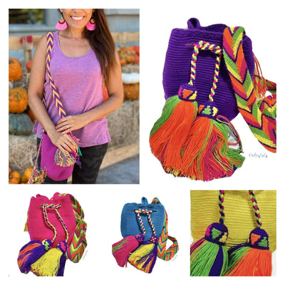 neon colors mini crochet bags crossbody bags for girls and women