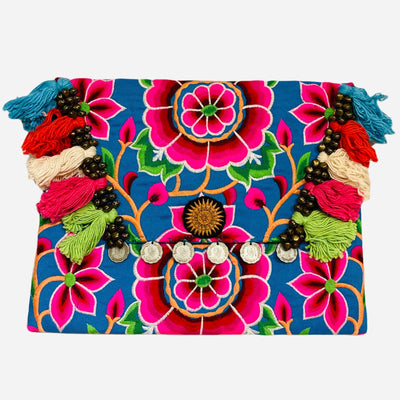 Neon Embroidered Boho Clutch - Bohemian Style