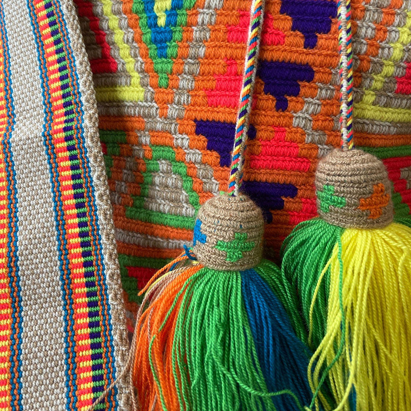 details Neon Orange Boho Beach Bag for summer | Neon Colors Crochet Bag | Colorful 4u