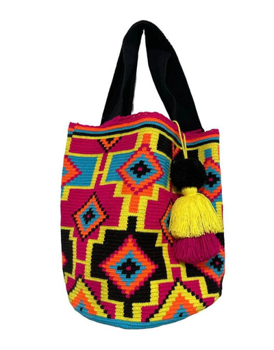 Neon Black Large Crochet Summer Tote Bag | Best Beach Tote Bags for women | Colorful 4u
