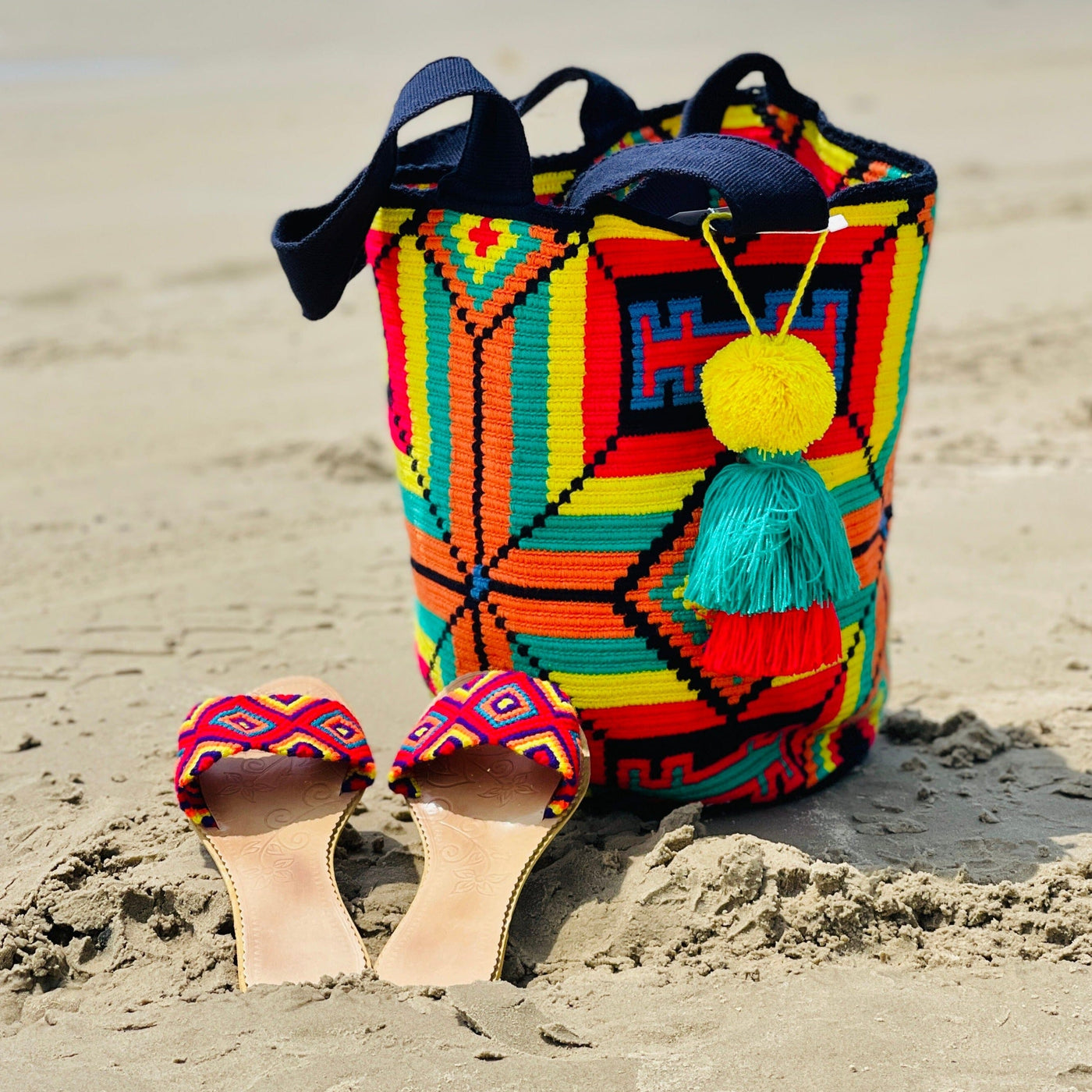 Neon Large Crochet Summer Tote Bag | Best Beach Tote Bags for Women 14 Neon Diamond - Fuschia