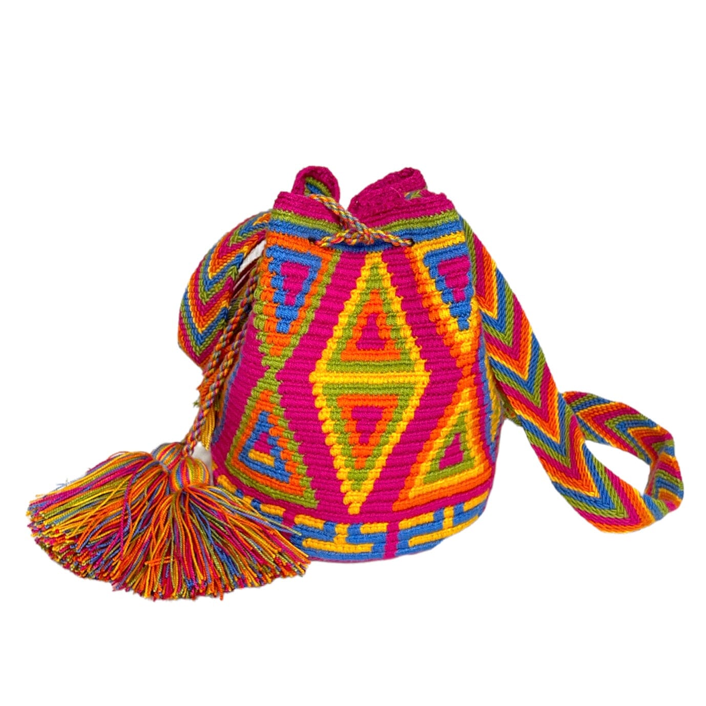 Fuchsia- Caribbean Sunset | New Fall Medium Crochet Bags | Crossbody Wayuu Bag | Cute Teen Purses | Colorful 4U