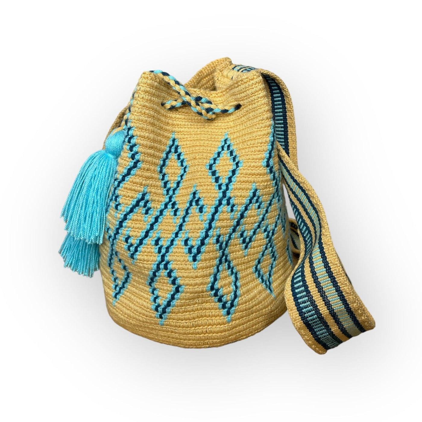 Blue Diamonds Pattern | New Fall Medium Crochet Bags | Crossbody Wayuu Bag | Cute Teen Purses | Colorful4U