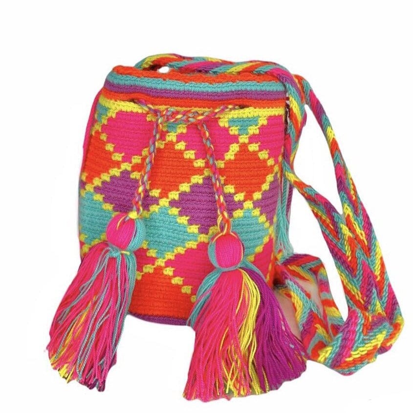 New Arrivals- Mini Crochet Bags Mini Crochet Bag - Crossbody Boho Bag - Authentic Wayuu Mini Mochila Summer Solstice | Diamonds 