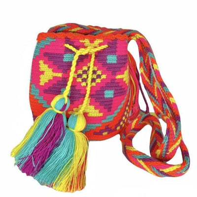 New Arrivals- Mini Crochet Bags Mini Crochet Bag - Crossbody Boho Bag - Authentic Wayuu Mini Mochila Summer Solstice | Purple Flower 