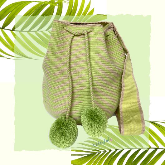 Green Palm Beach Bag for summer | Bohemian Crossbody Bag | Neutral Boho Purse | Colorful 4U