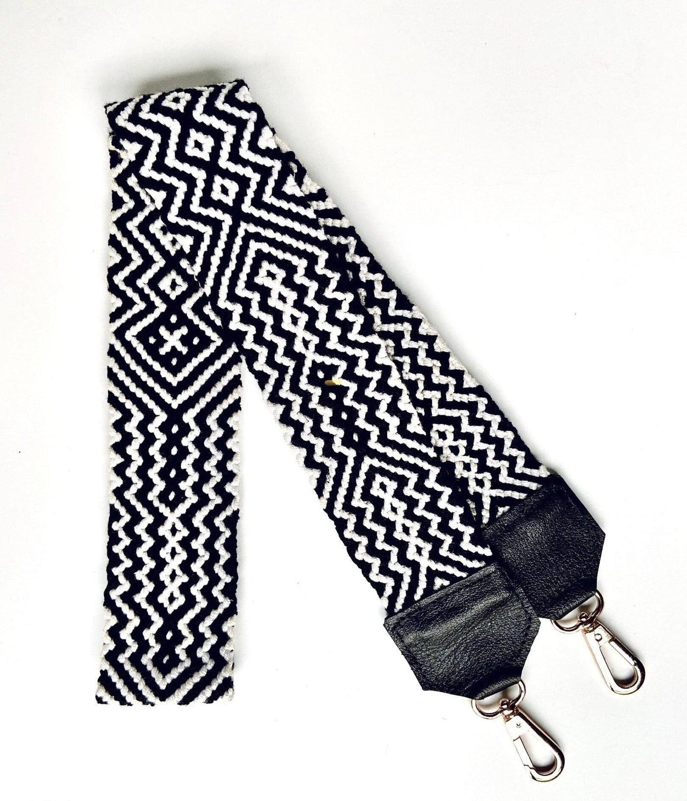 White / Black Leather Bag Strap | Camera Strap | Strap Replacement | Macrame Woven Strap