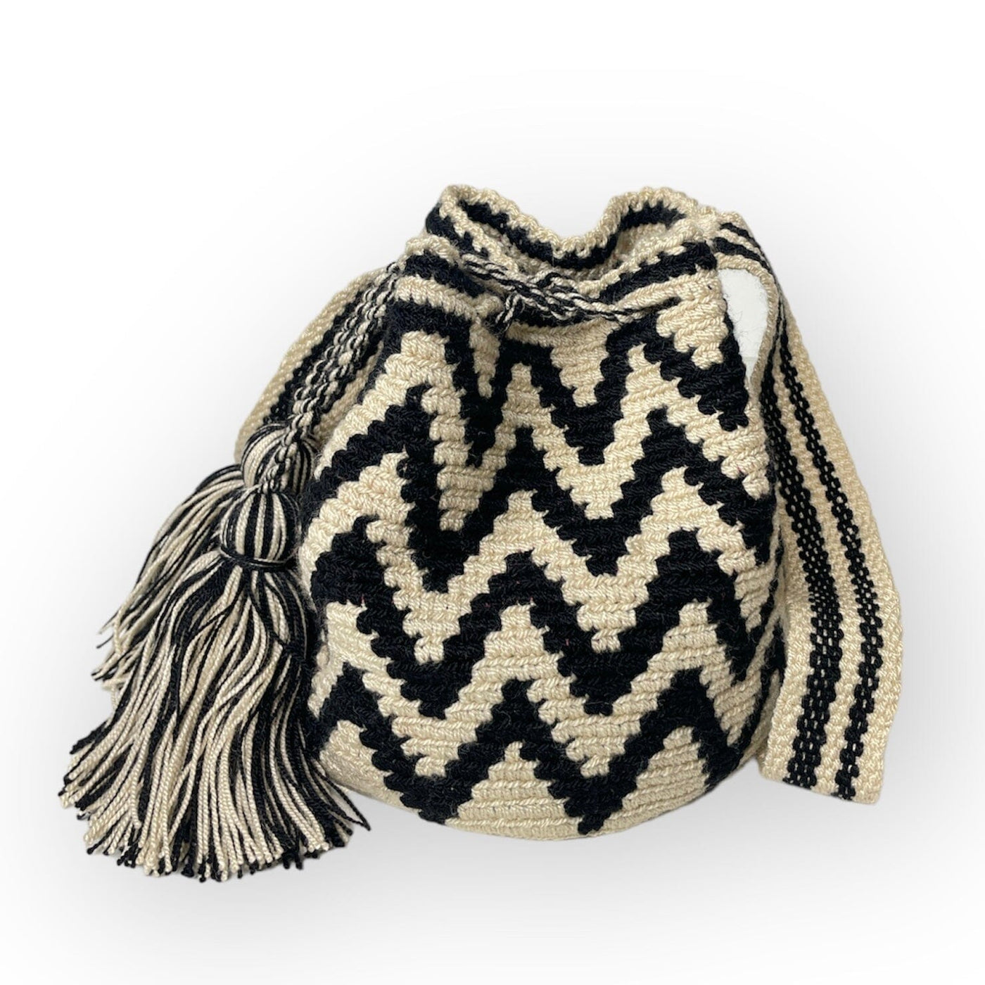 Chevron crochet pattern  Black Mini Boho Summer Handbag | Small Wayuu Mochila | Black Bohemian Purse by Colorful 4U