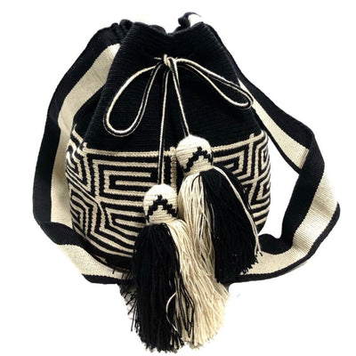 black and white Boho Crosbody Bag for women | Crochet Bag | Perissa Beach | Colorful 4u