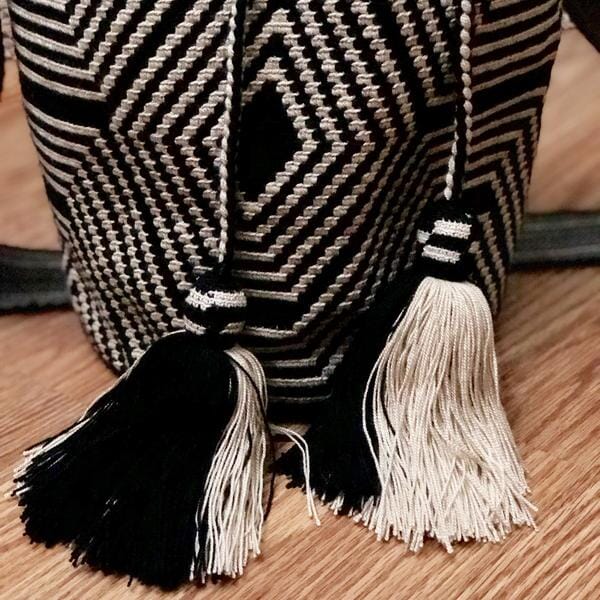 Fashion Black Crochet Bag-Crossbody Boho Bag-Wayuu Mochila Bag 