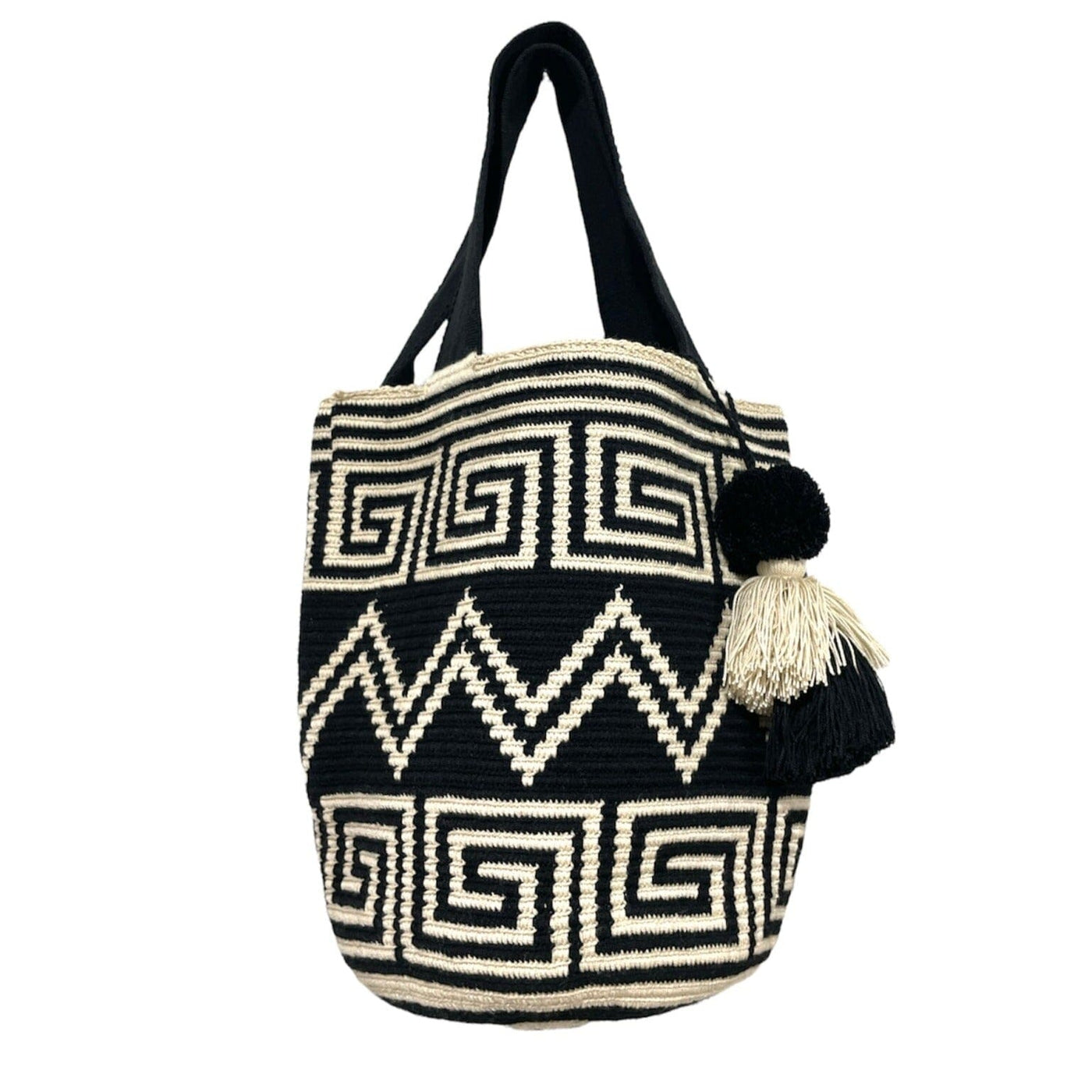 Chevron Greek Pattern  Large Neutral Tote Bag | Neverfull Tote Crochet Bag | Large Black Tote | Colorful 4U