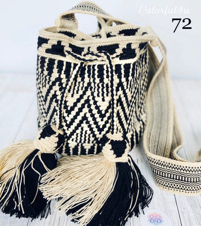 Chevron Crochet Pattern Black and white Crochet Crossbody Bag | Colorful4U