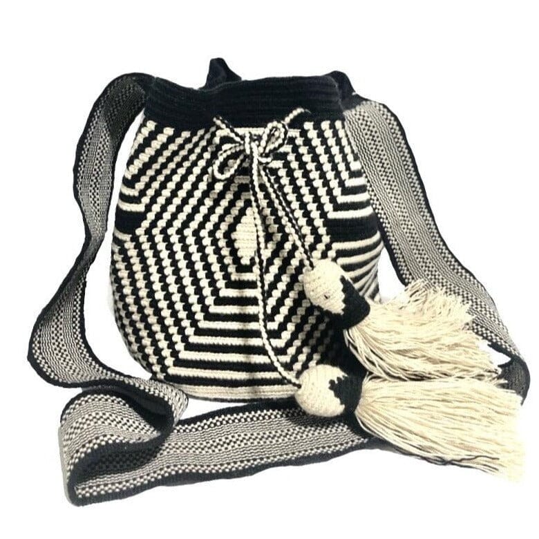 Black and white Crochet Crossbody Bag | Colorful4U