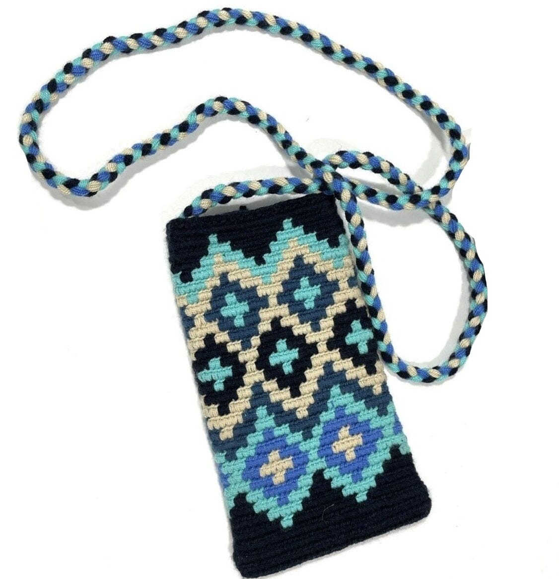 Dark Blue Phone Purse | Hand-crocheted Phone Bags -Crossbody Phone Bag | Crochet