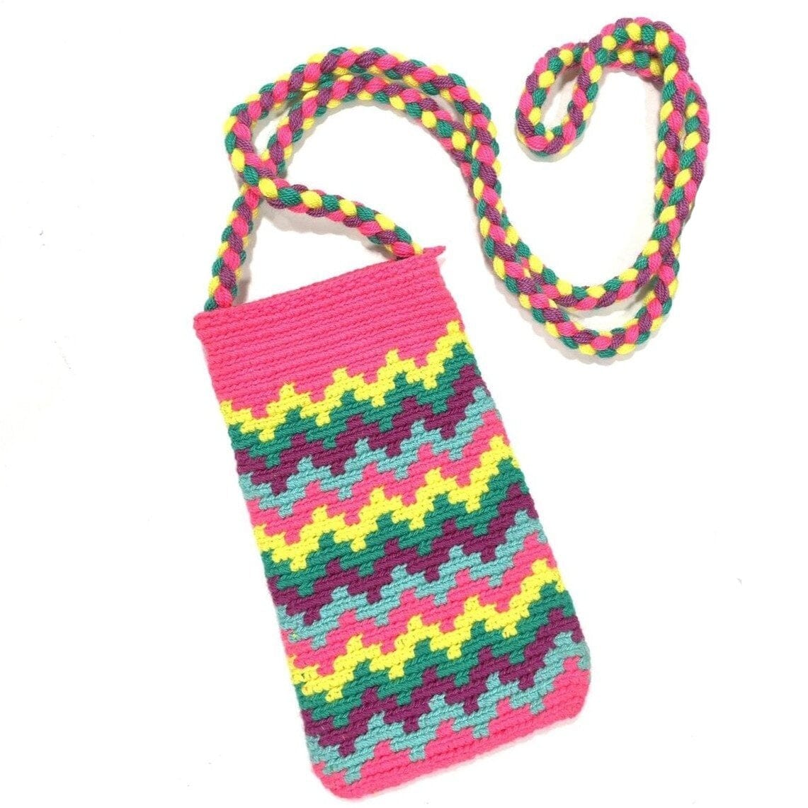 Hot Pink Phone Purse | Hand-crocheted Phone Bags -Crossbody Phone Bag | Crochet
