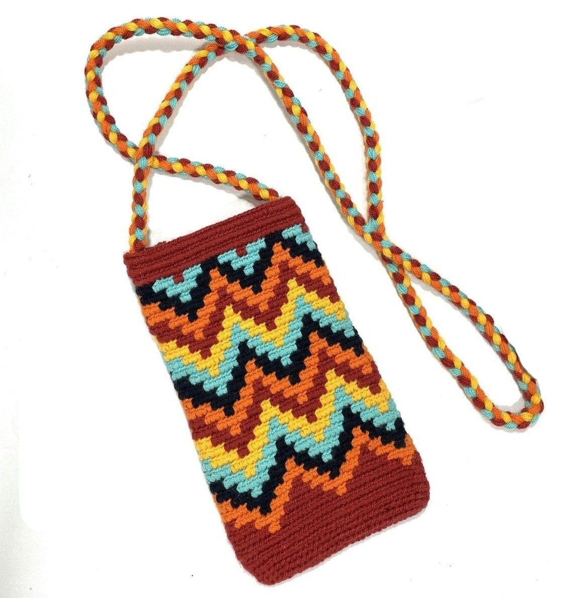 Burgundy-Red Phone Purse | Hand-crocheted Phone Bags -Crossbody Phone Bag | Crochet