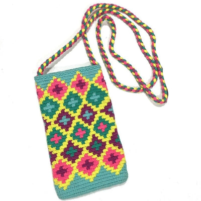 Turquoise-Teal Phone Purse | Hand-crocheted Phone Bags -Crossbody Phone Bag | Crochet