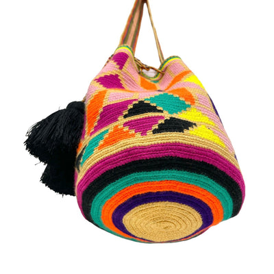 Picasso Bags | Abstract Art Multicolored Crochet Bags - L Crossbody Crochet Boho Bag 