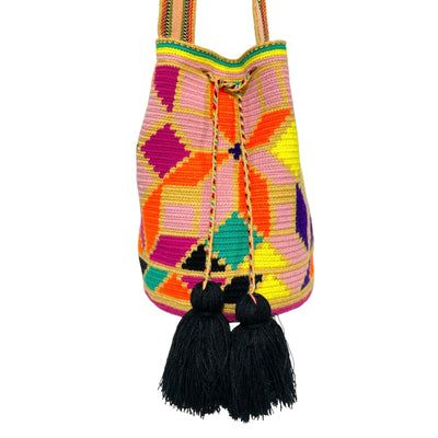 Picasso Bags | Abstract Art Multicolored Crochet Bags - L Crossbody Crochet Boho Bag 