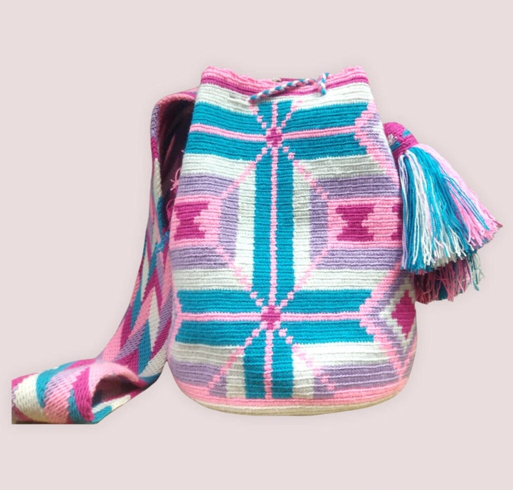 Teal/ Pink Boho Crossbody Bag | Womens Bohemian Spring Handbag | Colorful 4U
