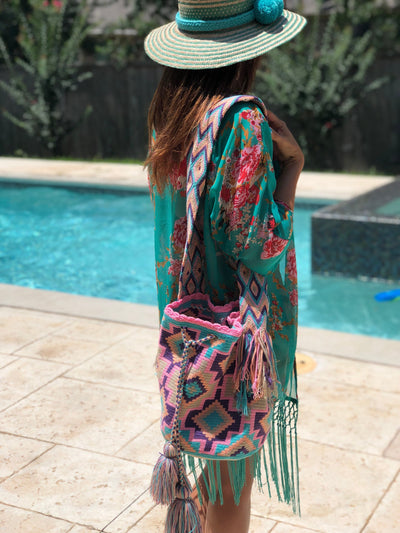 Pink Beach Crochet Bag | Womens Bohemian Spring Bag | Colorful 4U