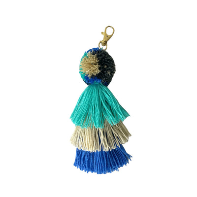 Blue Tassel Bag Charm | Boho Pom pom Charm | Purse Charm for summer | Colorful 4U