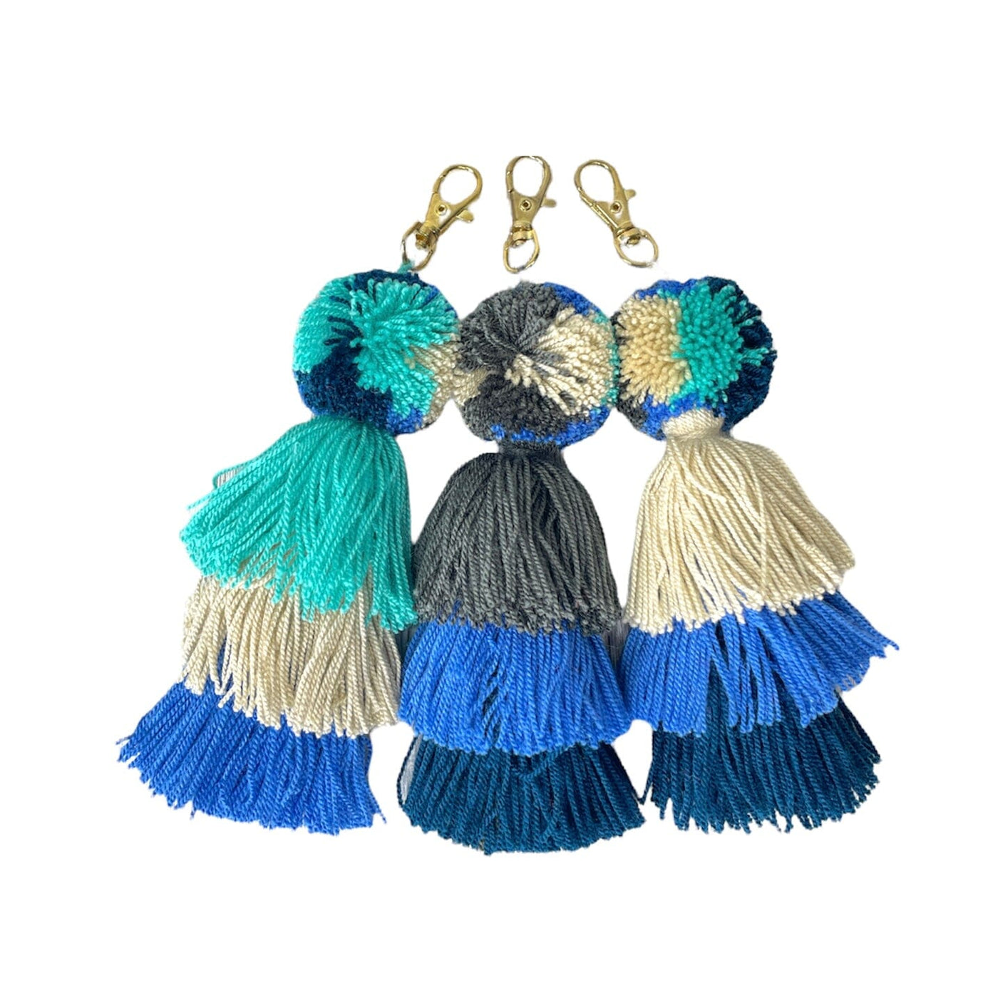 Blue Tassel Bag Charms | Boho Pompom Charms | Purse Charm for summer | Colorful 4U