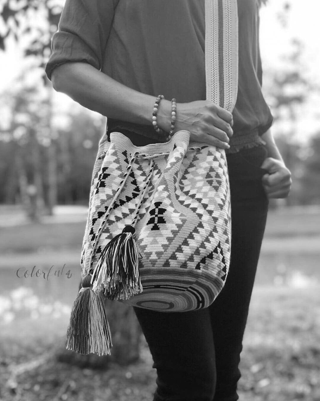 Sky Blue Premium Crochet Bags-Crossbody Boho Bag- Wayuu Bohemian Bag