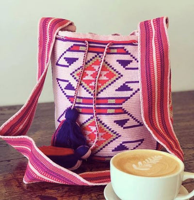 Pink Premium Crochet Bags-Crossbody Boho Bag- Wayuu Bohemian Bag