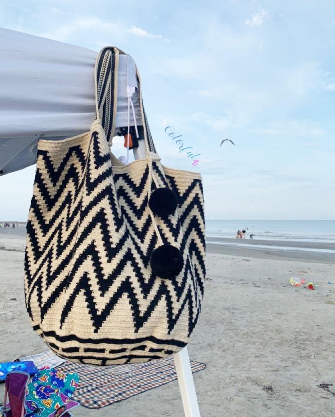 Large Tote Bag Crochet Tote Beach Bag Tote Neverfull Colorful 4U