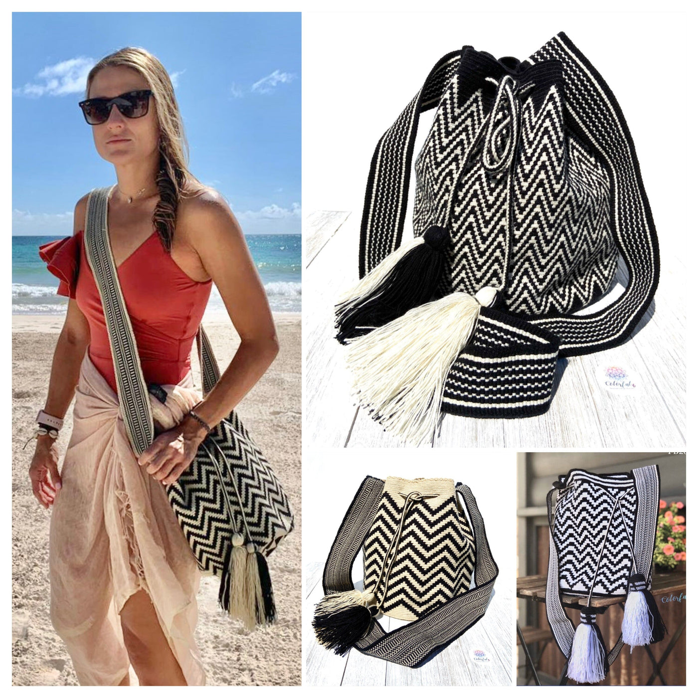 Premium Perissa Beach Bags - Single Thread Crochet Premium One thread Crochet Bag - Crossbody Boho Bag 