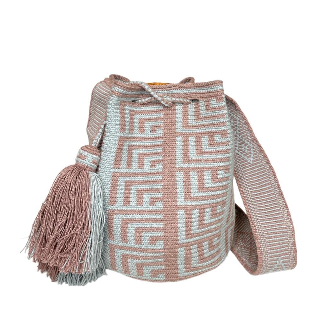 Rose Taupe Boho Sands Bags | Neutral Crossbody Bags for Fall - L Crossbody Crochet Boho Bag Classic | Gray/Taupe 