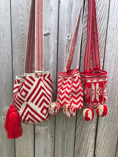 SCARLET CRUSH - Large Crochet Bags Special Edition Crochet Boho Bag - Crossbody/Shoulder Bucket Bag 