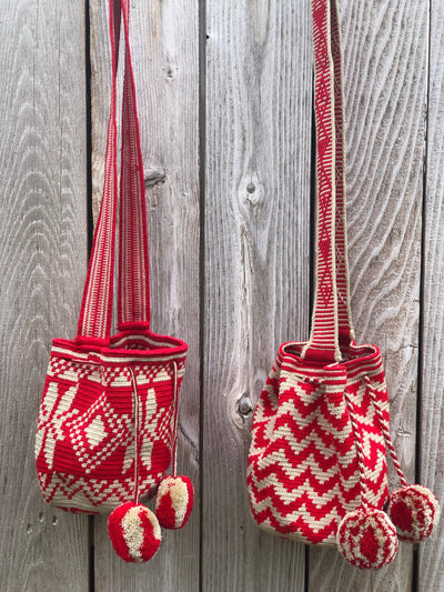 SCARLET CRUSH - Large Crochet Bags Special Edition Crochet Boho Bag - Crossbody/Shoulder Bucket Bag 
